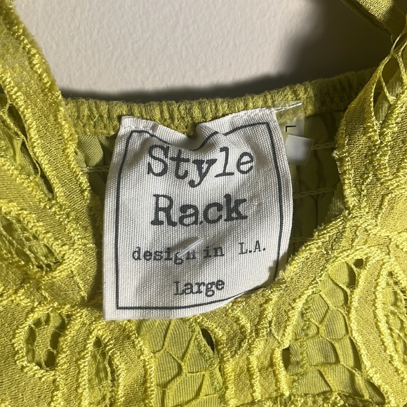 Lace Crochet Spaghetti Strap Bralette - Lime Green/Yellow - Picture 2 of 4